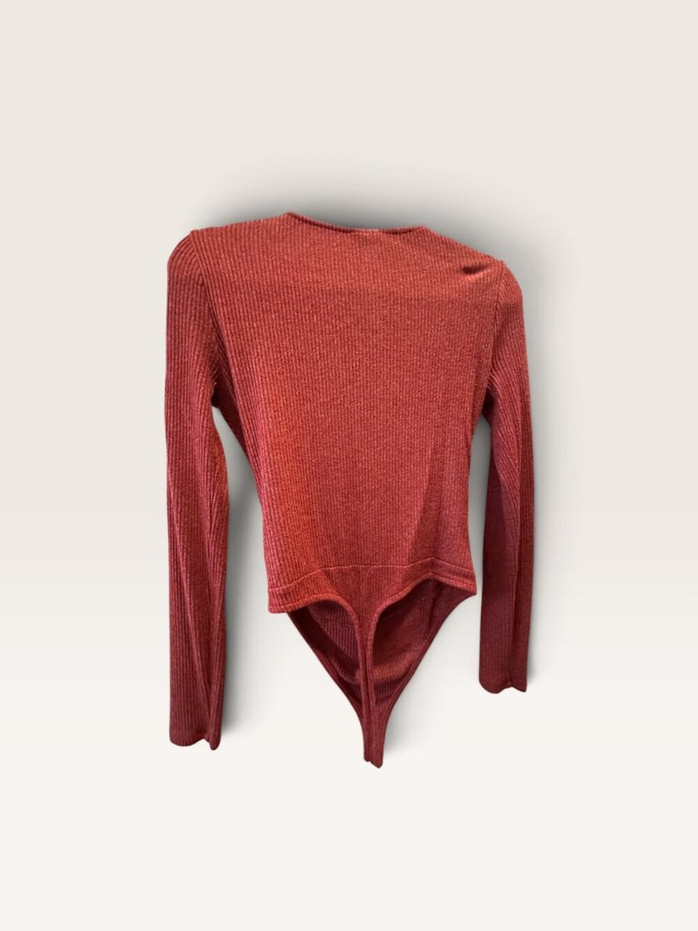BP Rust Ribbed Long Sleeve Bodysuit Size M